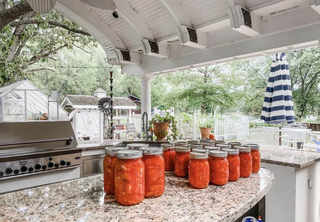 Canning Tomatoes in Our Outdoor Kitchen