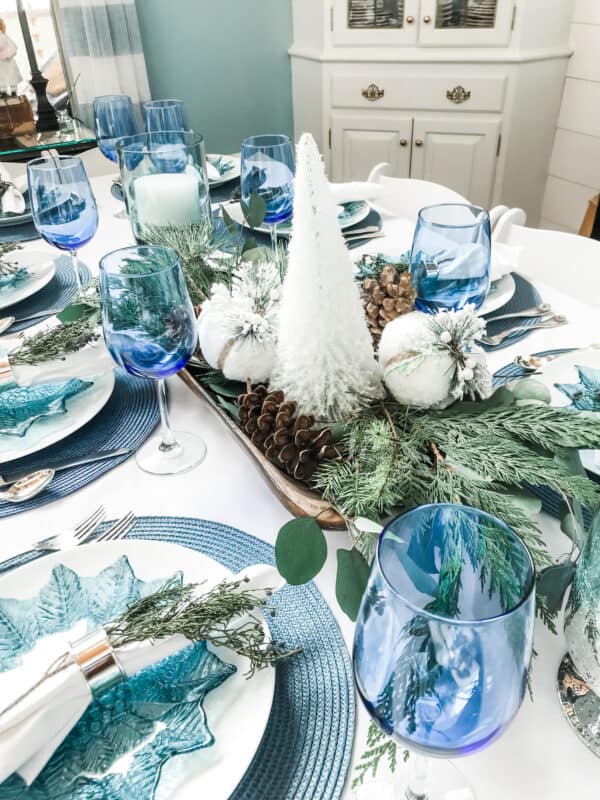 Blue Christmas Tablescape