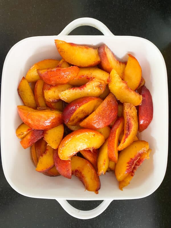 diced peaches with spices and lemon juice