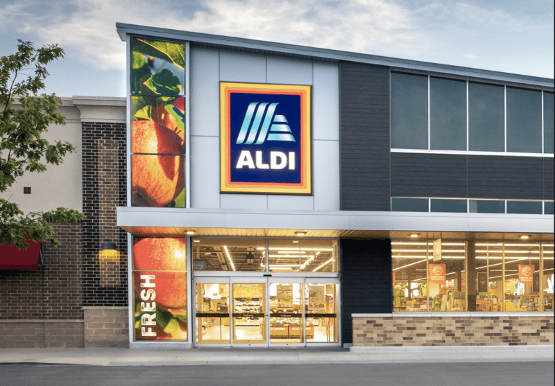 Photo of the exterior of an Aldi Store