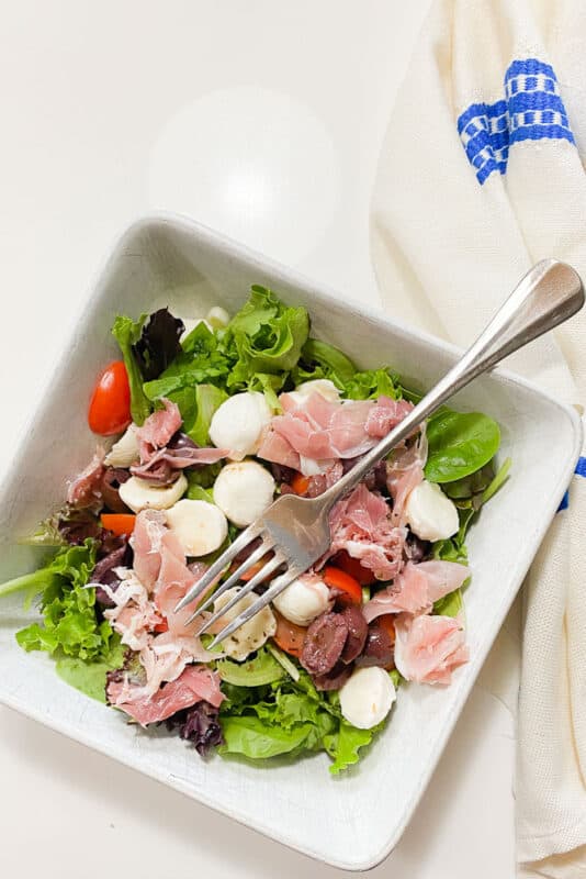 Prosciutto Caprese Salad which a great fresh fall salad