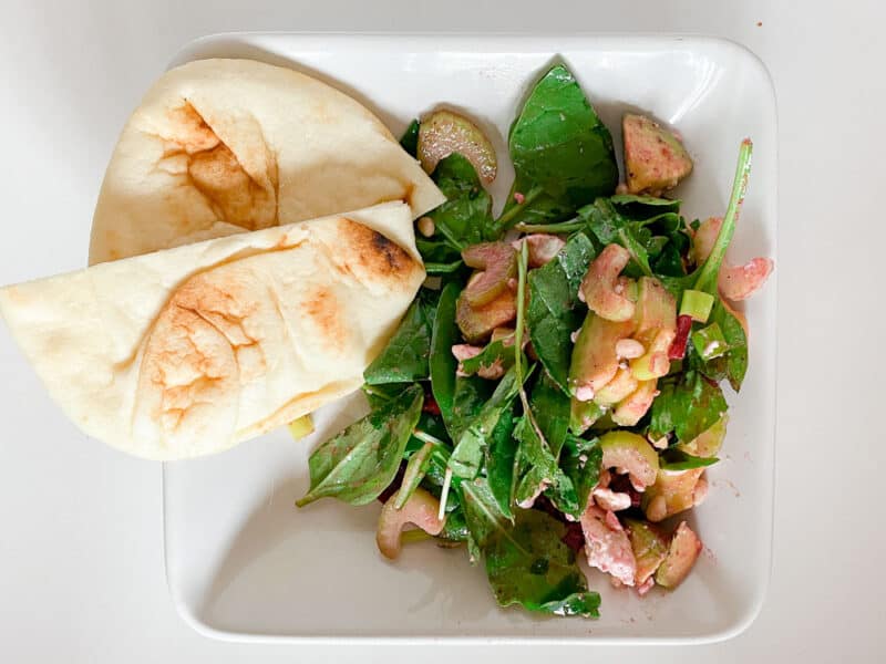 Arugula, beet and avocado salad which is a healthy, fresh salad