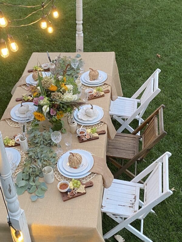 View looking down on the harvest tablescape