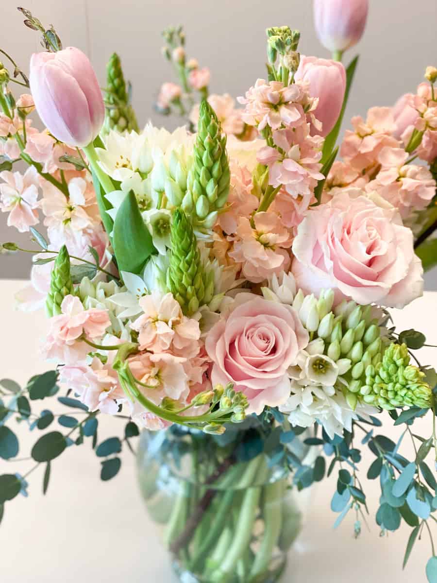 Beautiful Pink Flower arrangement for Annie's Bridal Shower
