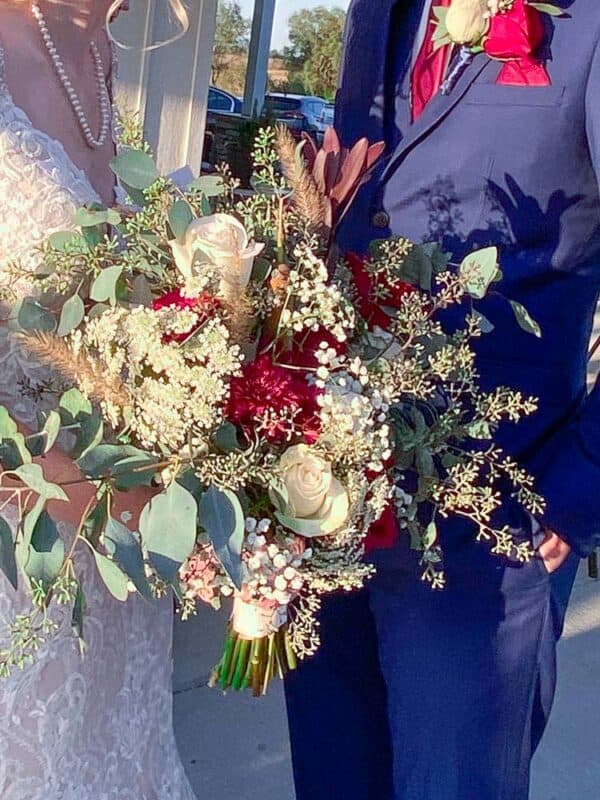 Flowers from Trader Joe's Made into a Fall Wedding Bridal Bouquet