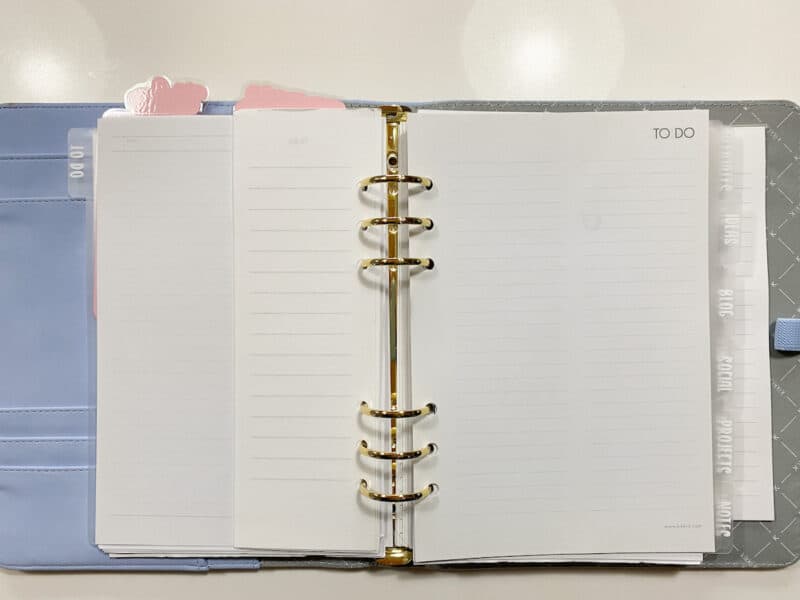 paper planner with blank to do page open