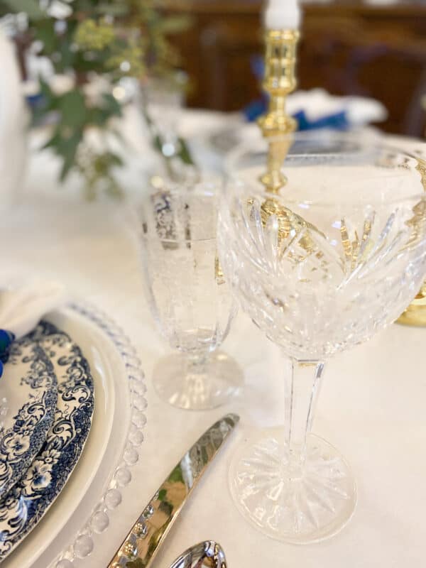 Waterford Crystal on Christmas Dining room table