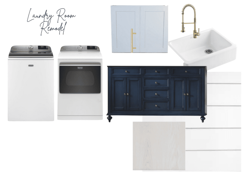 a mood board for a laundry room renovation which is part of an easy home renovation management