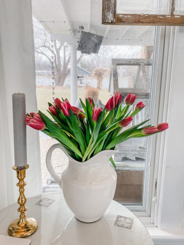 fresh flowers looking out the window