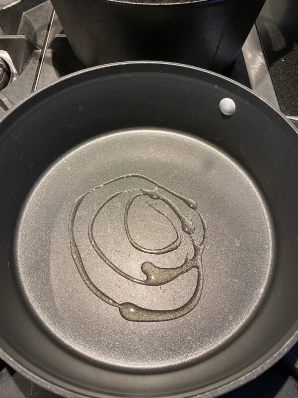 olive oil in a saute pan