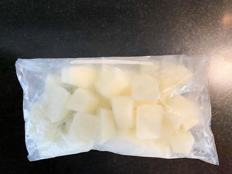 Buttermilk cubes in a ziplock bag ready for the freezer