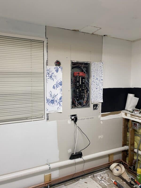 demo'd laundry room during laundry room makeover