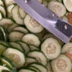 cucumbers cut into chips and ready to make crunchy dill pickles