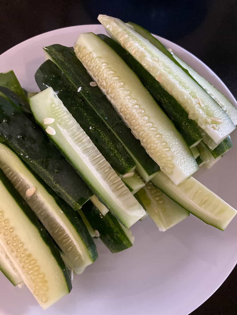 cucumbers cut into spears for crunchy dill pickles
