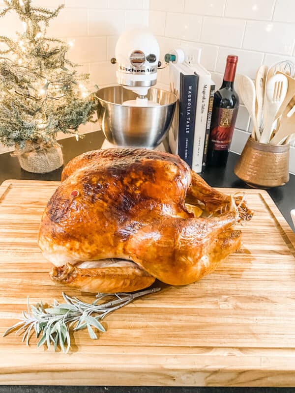 a beautifully cooked turkey for thanksgiving dinner
