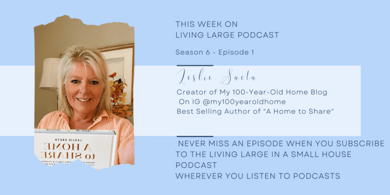 graphic with a picture of Leslie Saeta who is on the weeks episode of living large podcast with Leslie Saeta