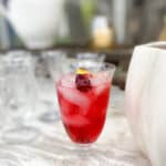 a holiday cranberry punch in vintage glassware