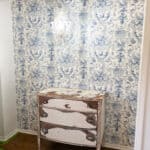 the closet wallpapered and the old dresser as we go into the one week challenge week 5