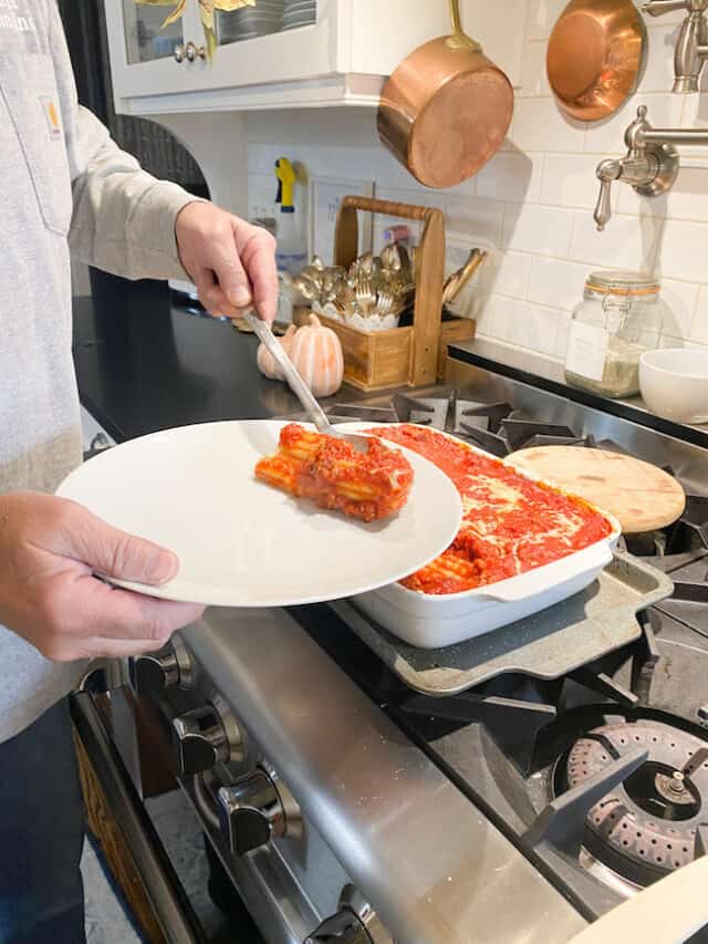 3 Cheese Manicotti with Italian Sausage Sauce