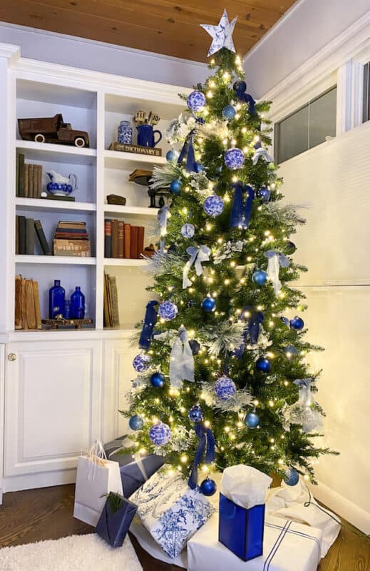 blue and white French country christmas tree from king of christmas