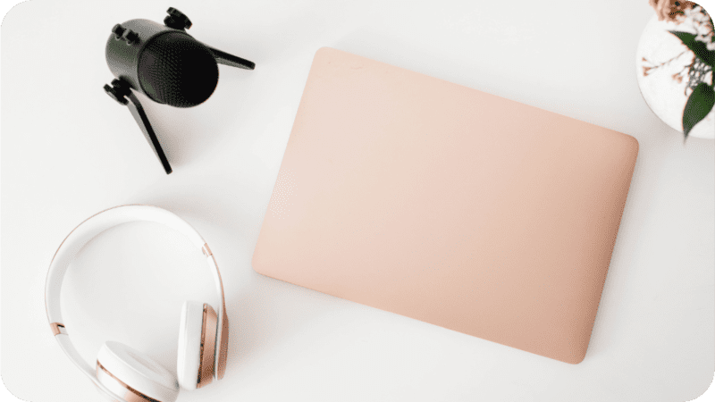 picture of laptop, microphone and headphones for my article on how does a blogger make money