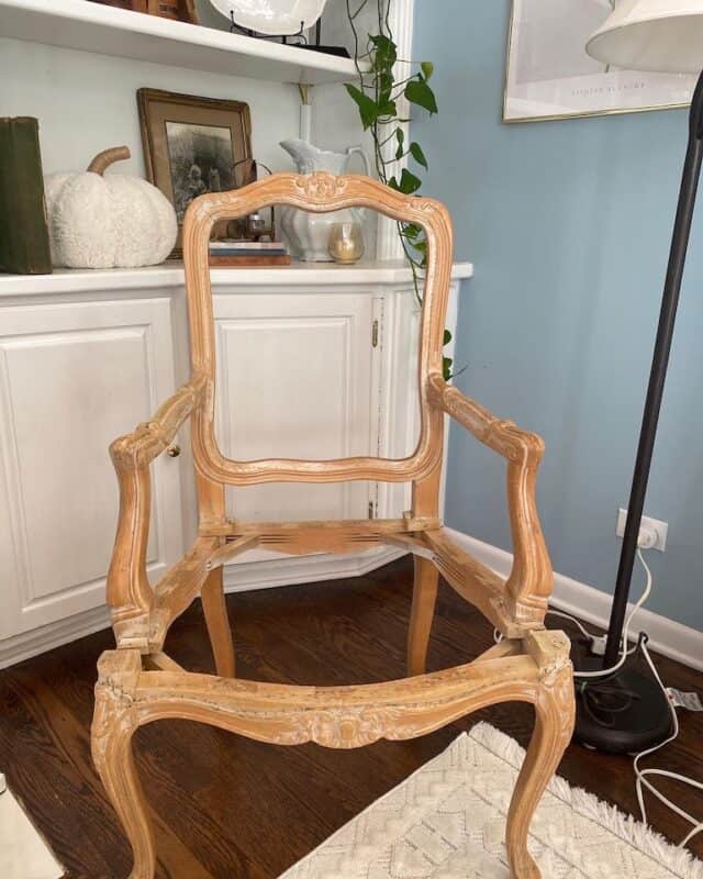 a stripped French armchair for the one week challenge