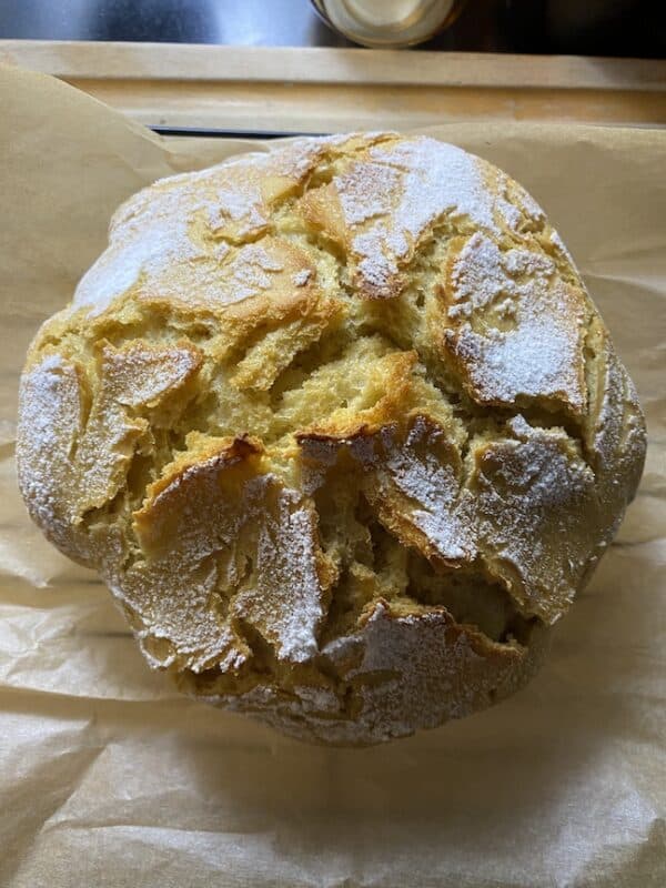 Homemade sourdough bread to serve with homemade chicken noodle soup