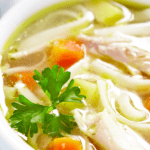 bowl of classic homemade chicken noodle soup