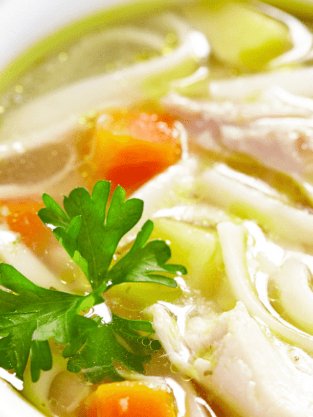 bowl of classic homemade chicken noodle soup