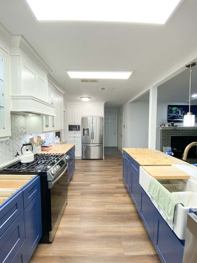 The kitchen with new cabinetry after renovating a flipper house