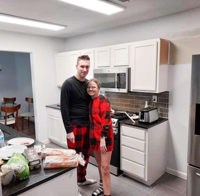 Annie and Tommy in the kitchen before demo