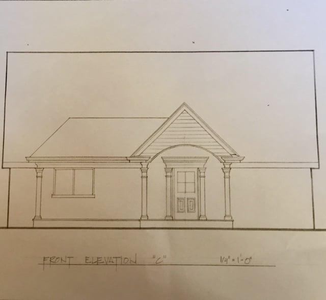architectural drawing of the new porch for our exterior home renovation