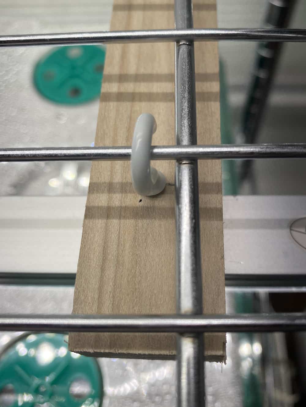 S-Hook used to hold grow lights to wire rack