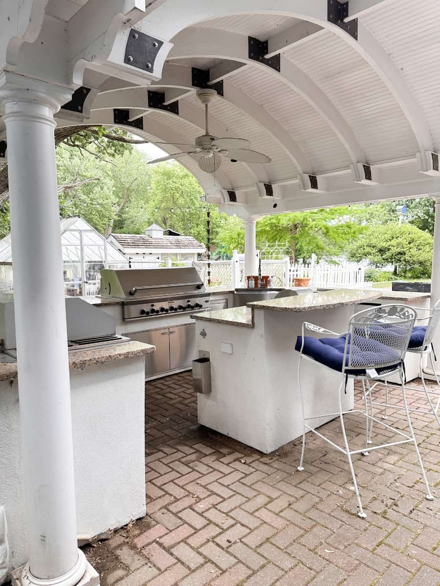 photo of our outdoor kitchen that highlights the dome roof