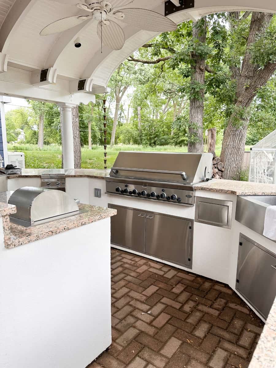 outdoor kitchen with a view of the large grill