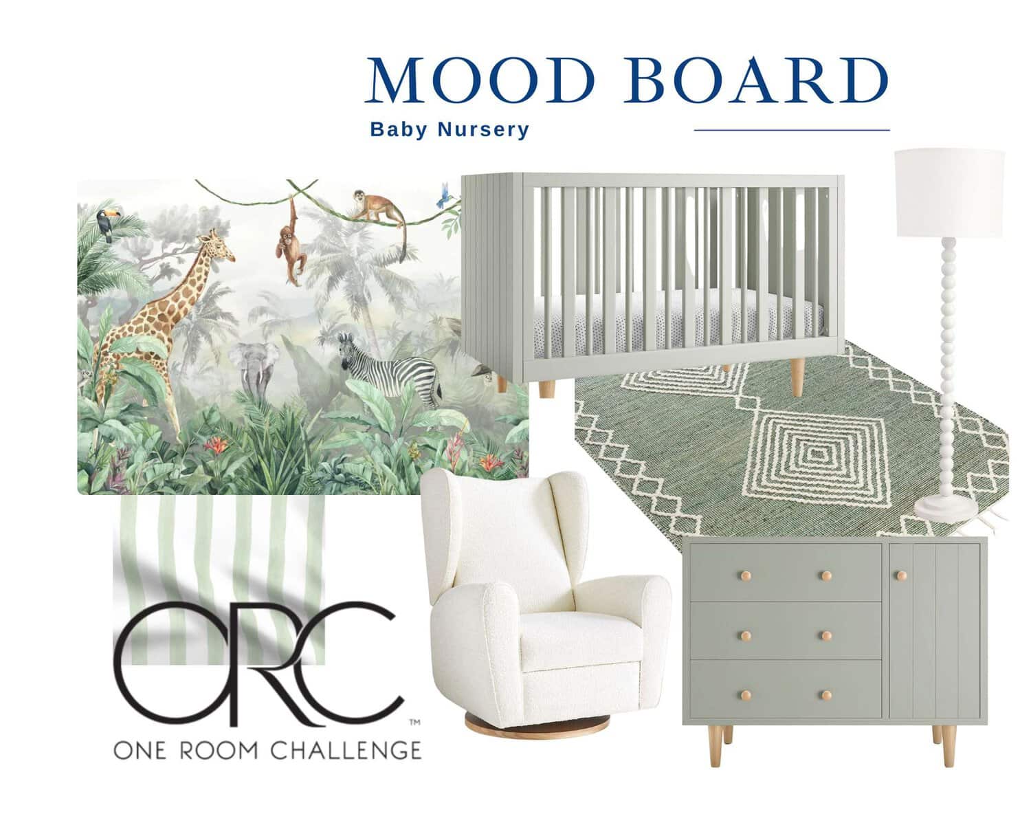 Mood Board for new grandbabies nursery - one room challenge