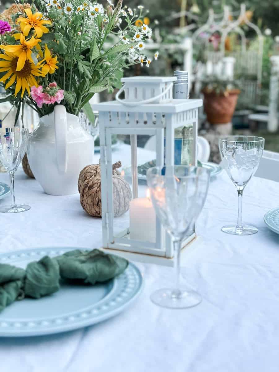 table set for an alfresco dinner with friends