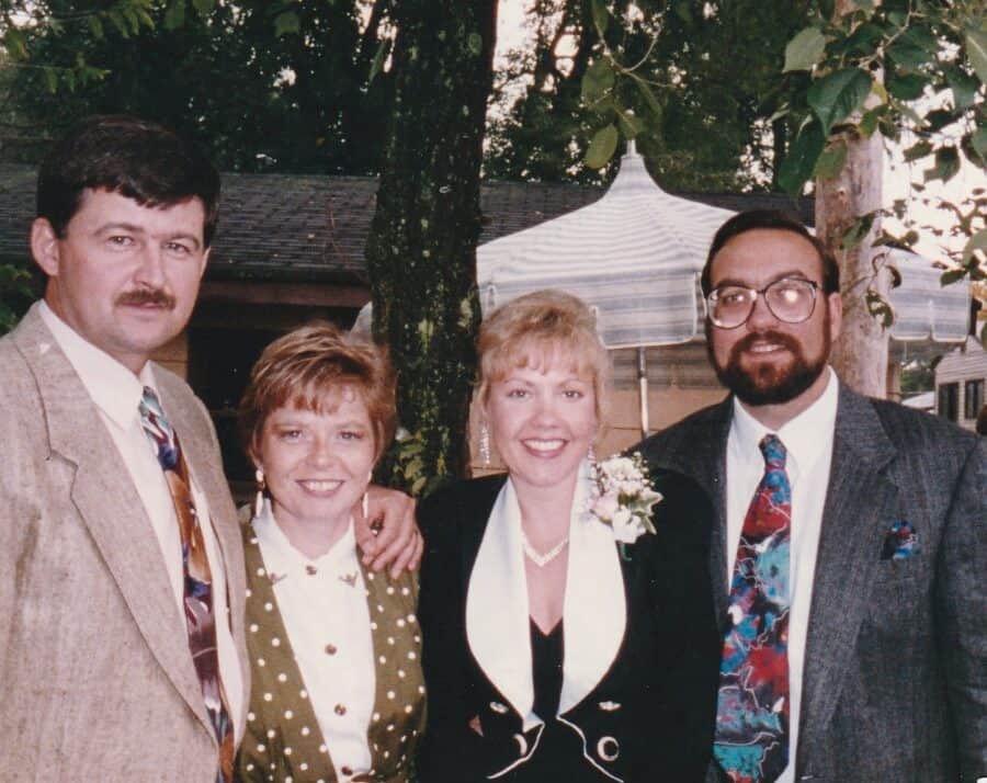 Me and "Handy" on the right and my cousin and her husband on the left at my brother's wedding.