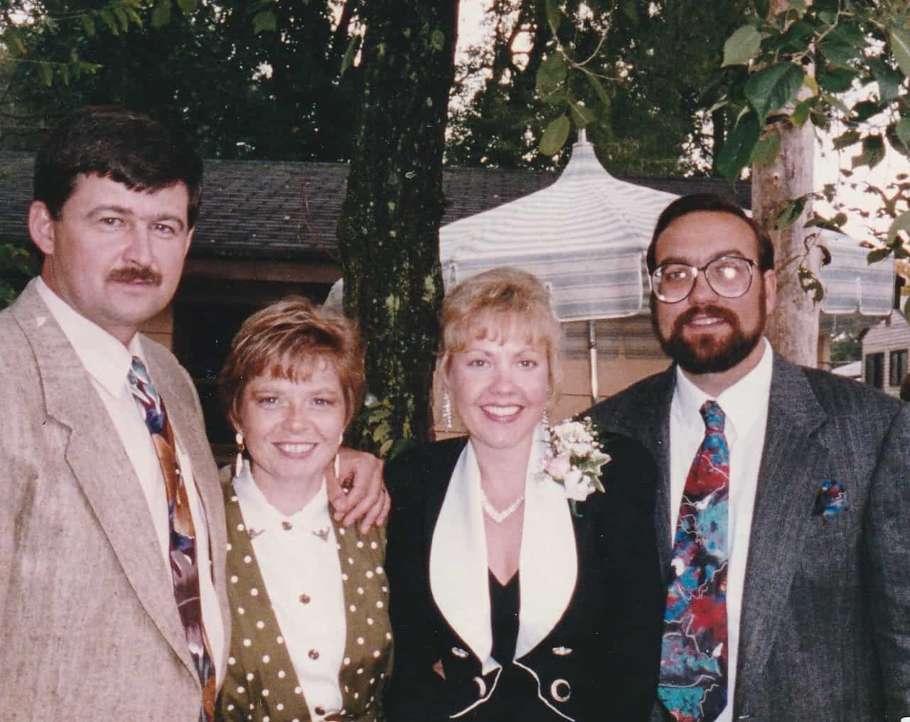 Me and "Handy" on the right and my cousin and her husband on the left at my brother's wedding.