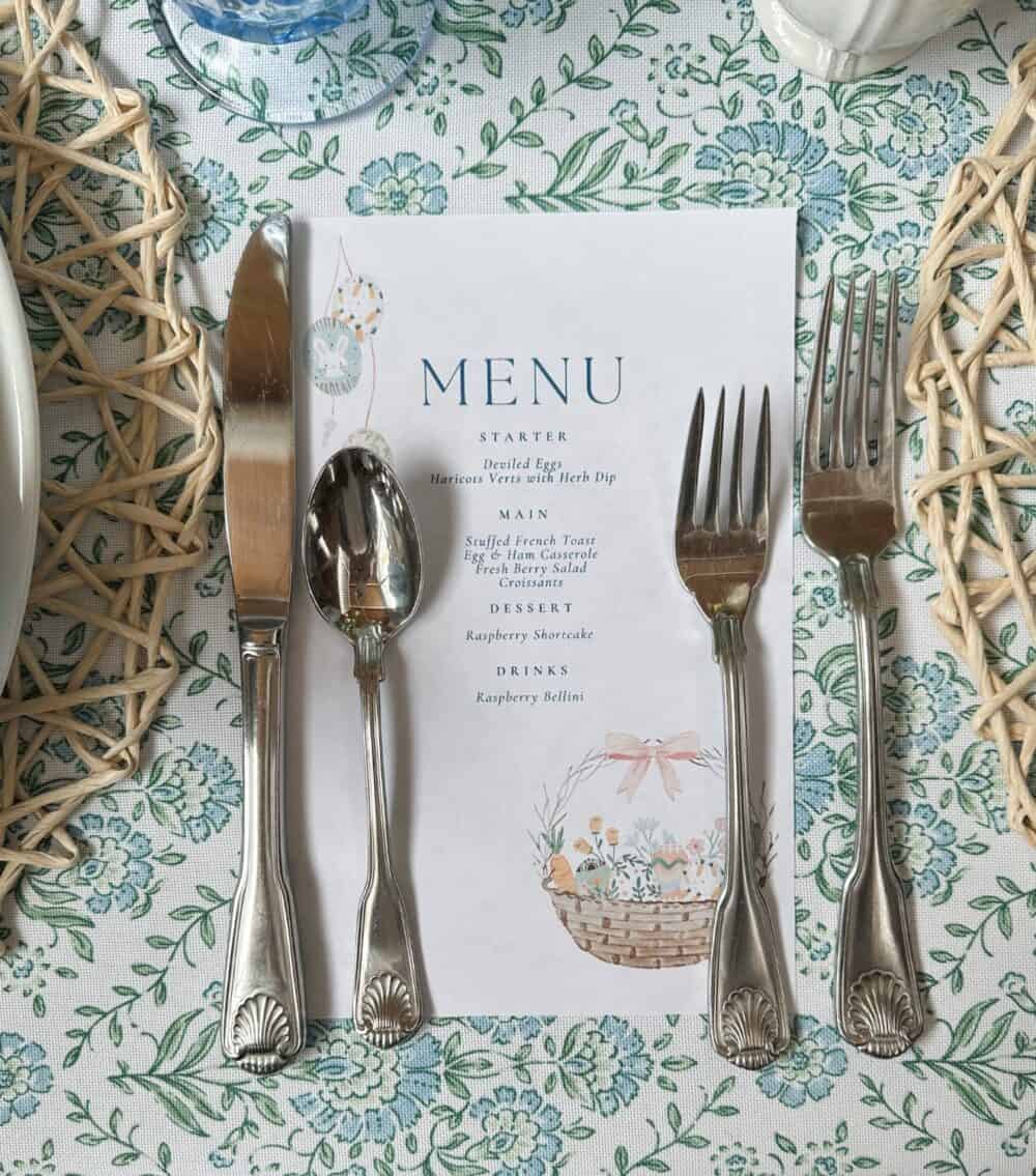 close up of the menu at each table setting
